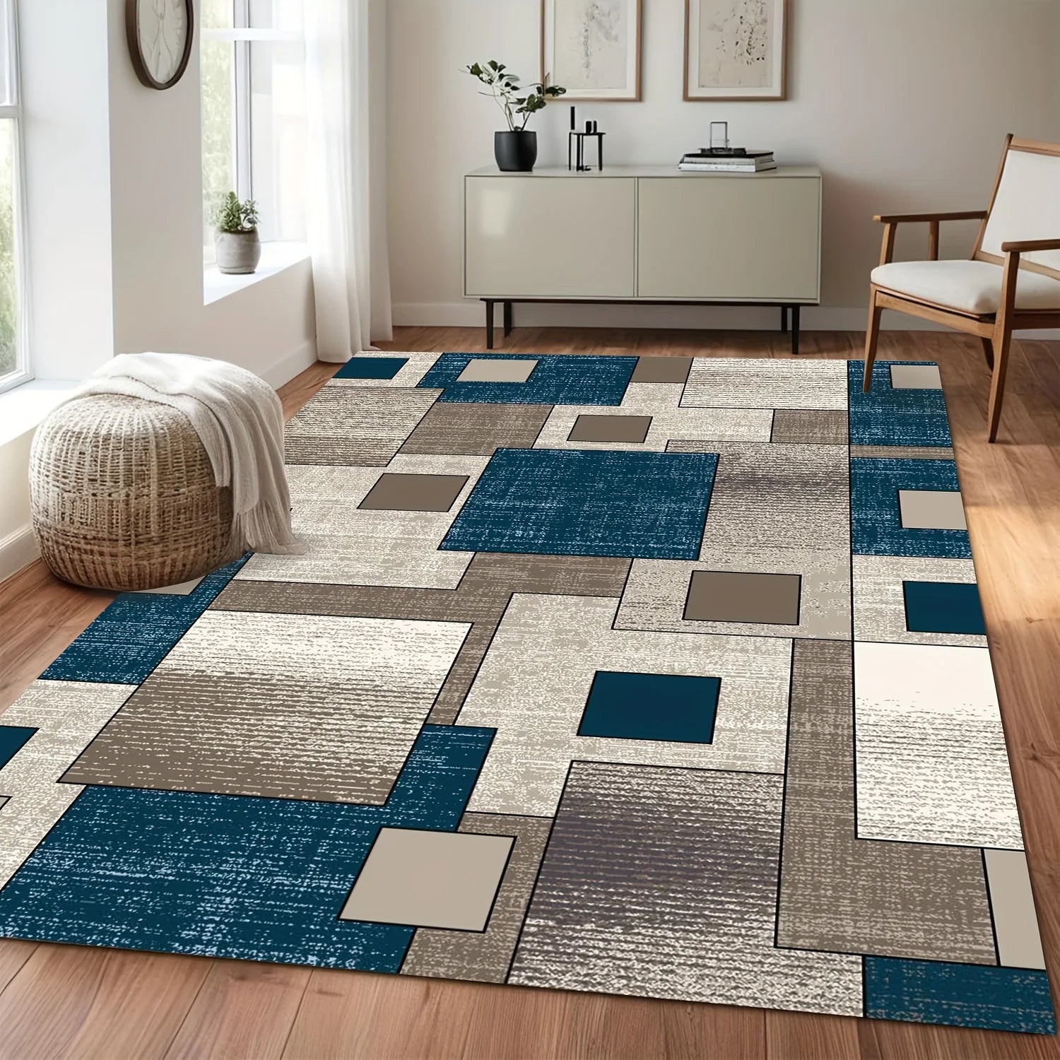 Stylish Geometric Area Rug | Washable Non-Slip Design for Living Room Use 4